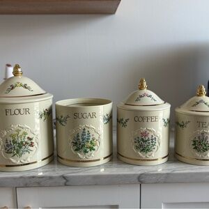 Floral Cream Canister Set